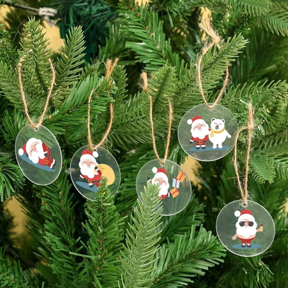 10st DIY 5cm Juldekorationer Klara Runda Semesterkulor Hängen Tomma Akryl DIY Hantverksdekorationer För Julgran