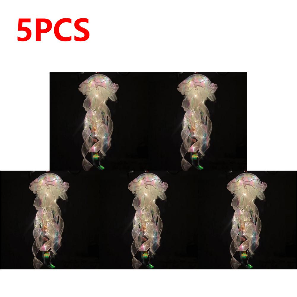 Gradient Jellyfish LED Night Light Handmade Pendant Lamp Colorful Hanging Light for Indoor Outdoor Garden Festival Decoration