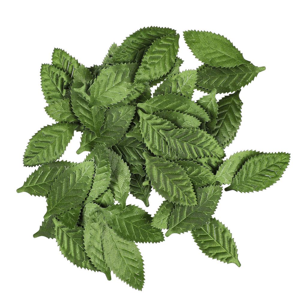 100Pcs Fake Fabric Leaves Artificial Green Lightweight Soft for DIY Garland Wedding Party Scrapbook Craft Decoration