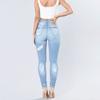 Mote Ripped Jeans for Kvinner Stretch Tynne Tiggerbukser Casual Denimbukser Høy midje Leggings Bukser