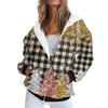 Women's Fashion Casual Christmas Print Long Sleeve Sweatshirt Pocket Jacket Zipper Hoodie Coat