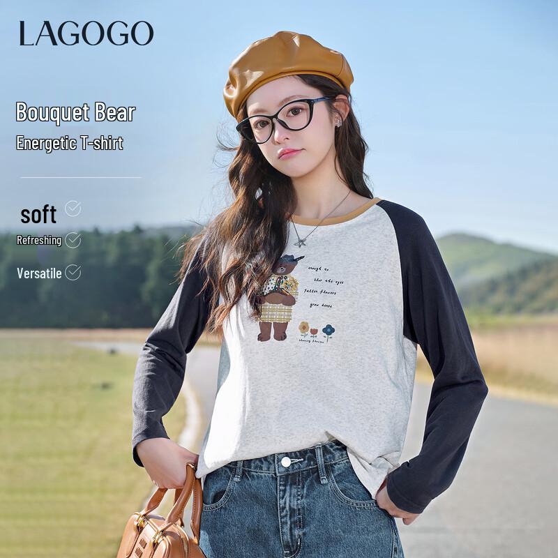 LAGOGO Women s Printed Raglan Long Sleeve T-Shirt