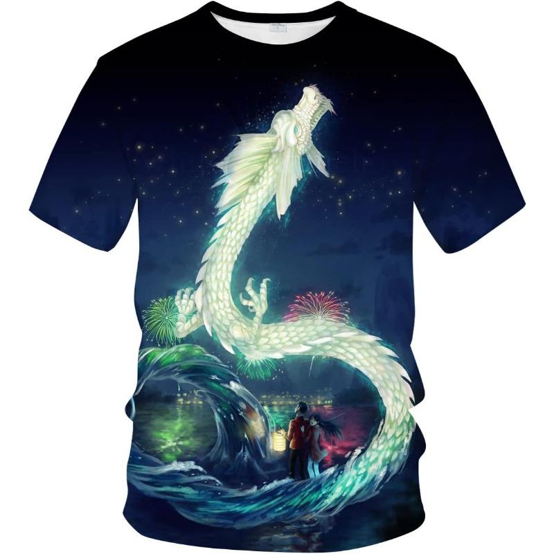 

Мужская футболка с драконом, летняя футболка с коротким рукавом и рисунком скелета пирата, топы, футболка с изображением животных, футболка с рисунком аниме 6XL зелёный