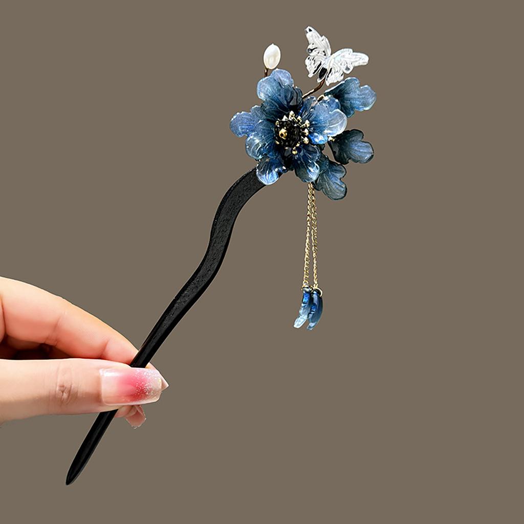 Sandalwood Flower Hairpin Forks Chinese Style Hair Sticks Retro Hanfu Hair Accessories Fairy Cheongsam Hair Bun Jewelry Tiara