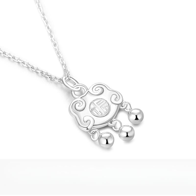Ping An Lucky Lock Necklace Female Longevity Lock Couple China-Chic Love Gift Ping An Lock