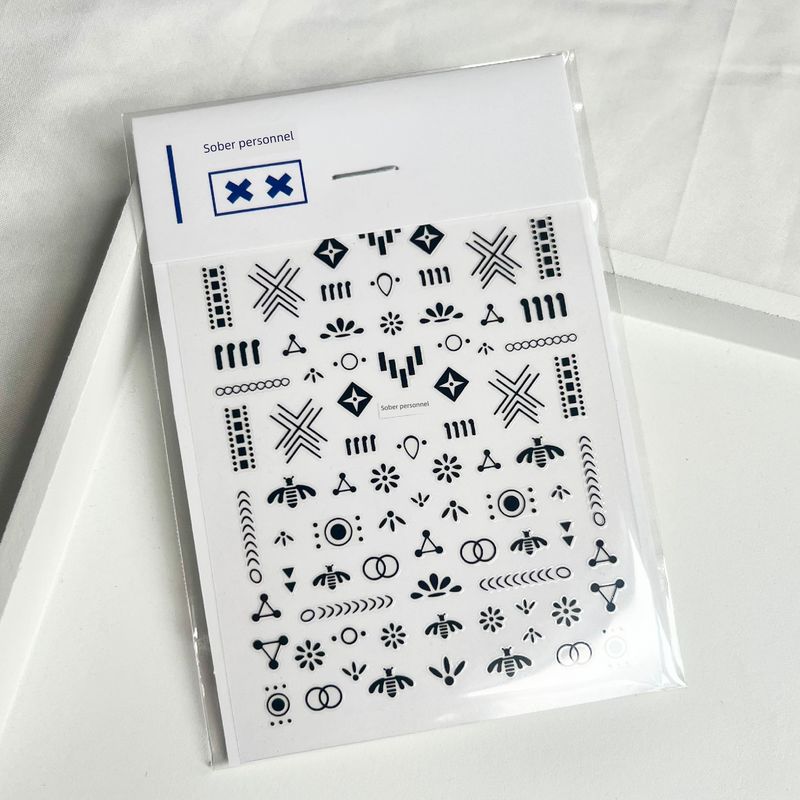 

Sober Men s and Women s Geometric Pattern Nail Sticker One geometric black Trendy (sticker only)