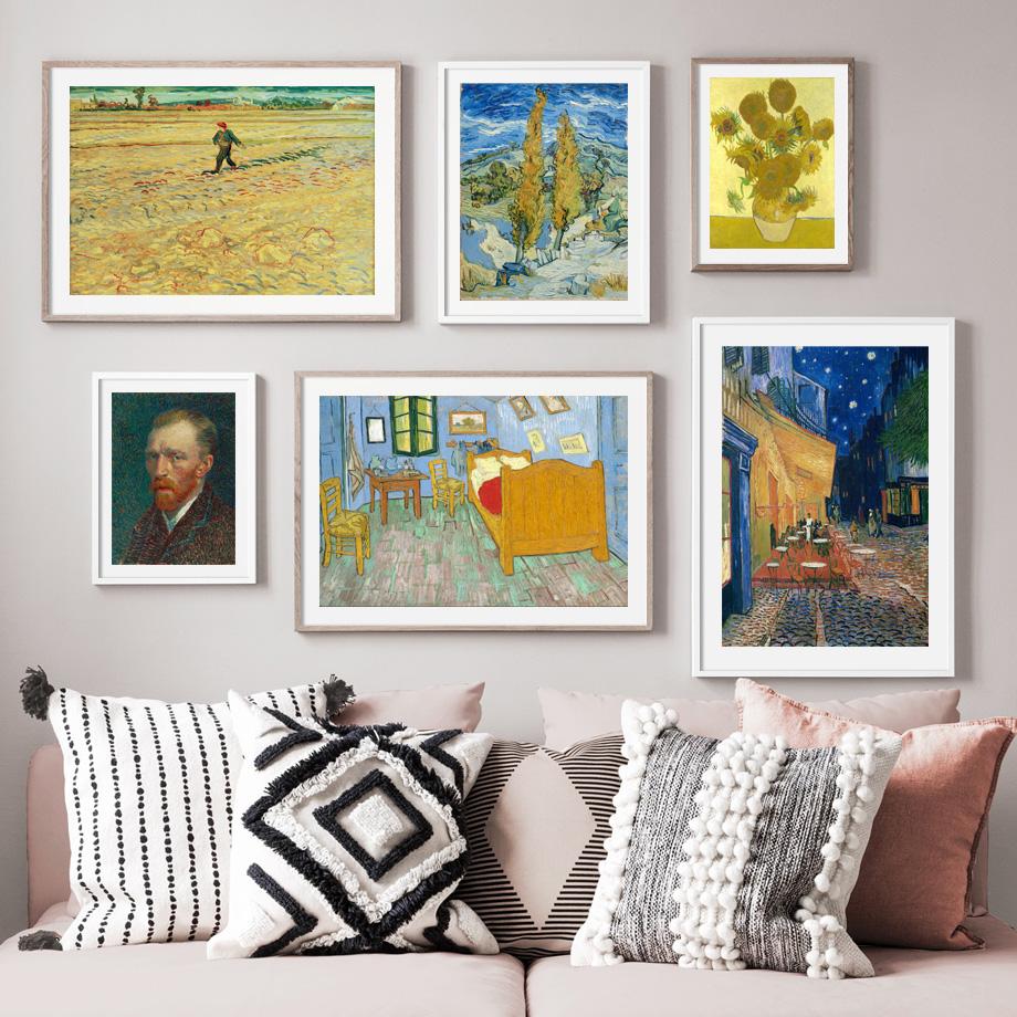 

Известный художник Ван Гог портрет подсолнух звездное небо ночное поле настенная живопись репродукции картины для гостиной