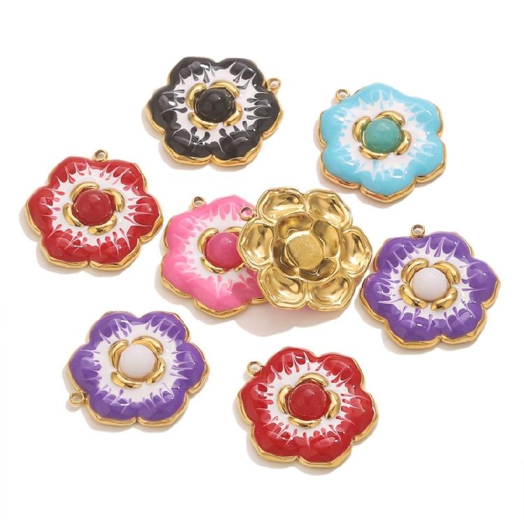 Polierte Lebendige Florale Anhängerkomponente Für Individuelle Halsketten Armbänder Ohrringe Basteln