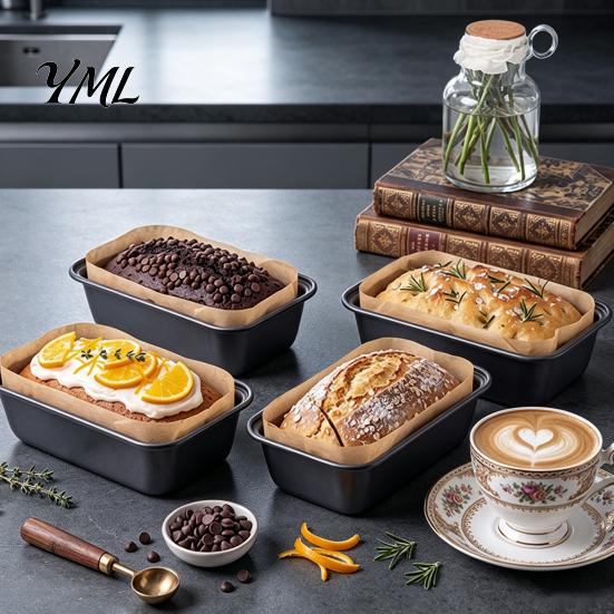 Safe Bread Baking Equipment Rectangle Loaf Pans with Parchment Liners, Nonstick Carbon Steel Easy Clean Non-stick Tin Reusable Bakeware, Heat