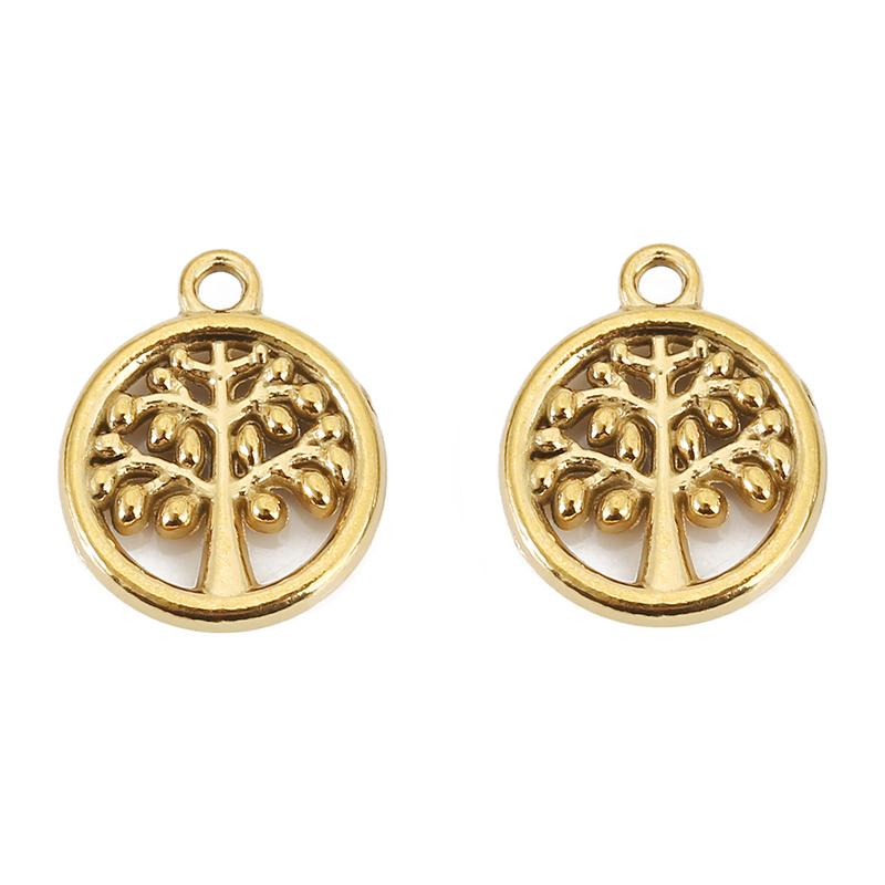 5pcs Never Fade PVD Stainless Steel Earrings Charms Lot Necklace Pendants Tree Charms for DIY Bracelet Findings Jewelry Making