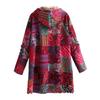 Vintage Floral Print Sherpa Lined Fleece Jacket for Women Zip Up Hooded Coat Long Sleeve Ethnic Style Outerwear Fall Winter