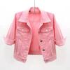 Spring and Autumn  Women Short Outer Wear All-match Three-quarter Sleeve Denim Jacket Thin Jacket Student Jacket