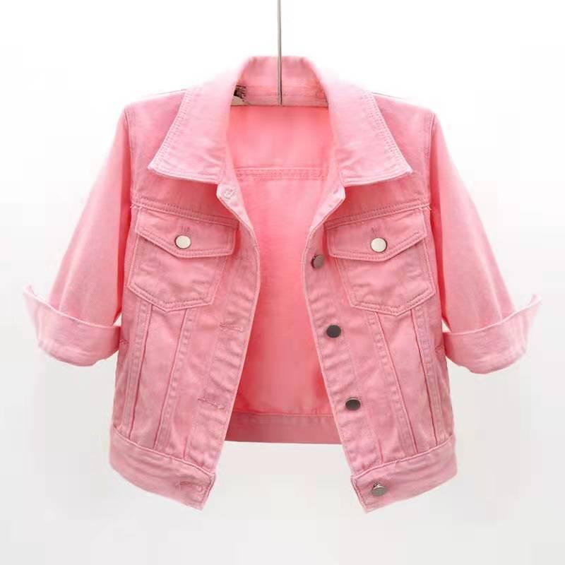 Spring and Autumn Women Short Outer Wear All-match Three-quarter Sleeve Denim Jacket Thin Jacket Student Jacket