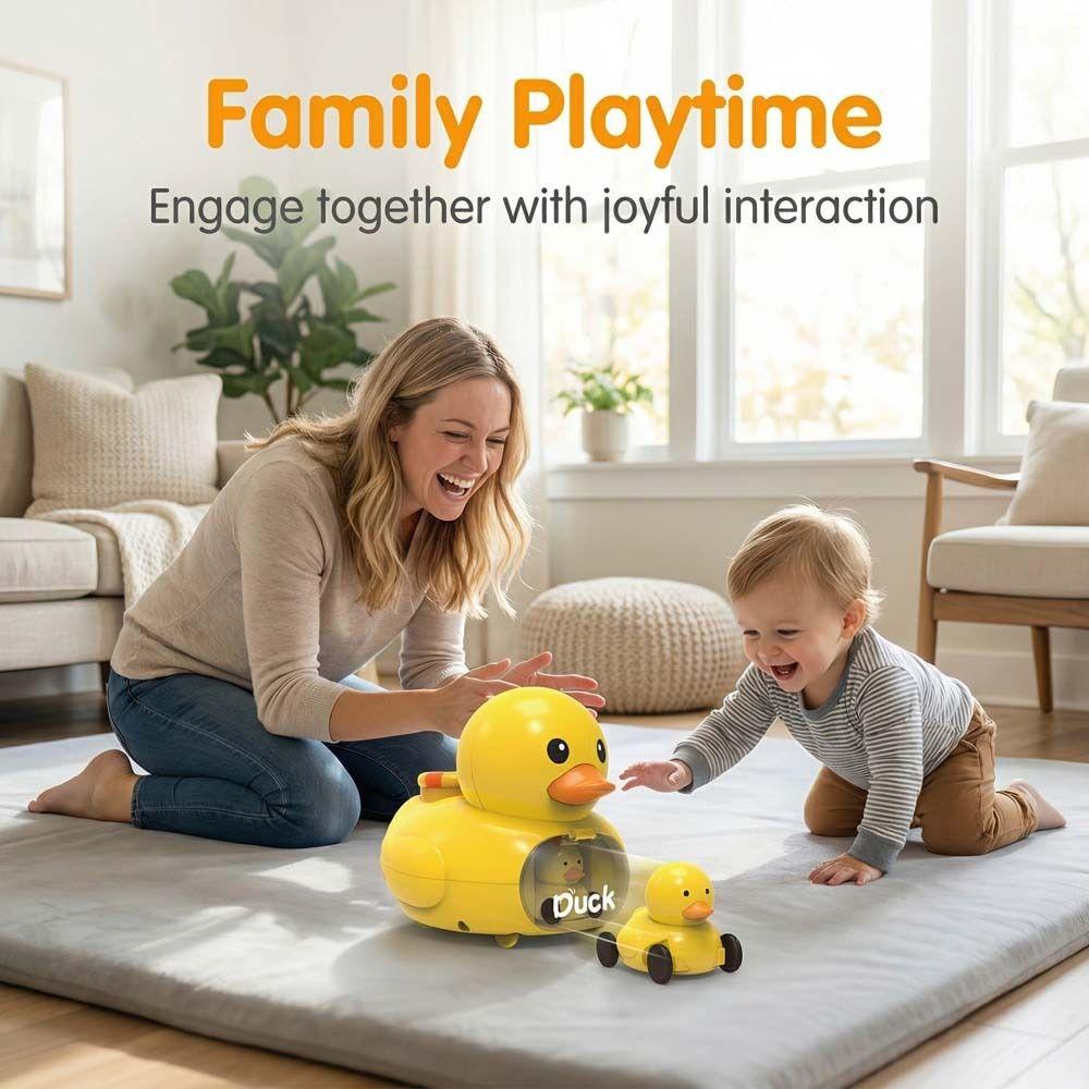 Cartoon Design Yellow Duck Launching Toy Early Education Ejection Toy Car  Educational Play