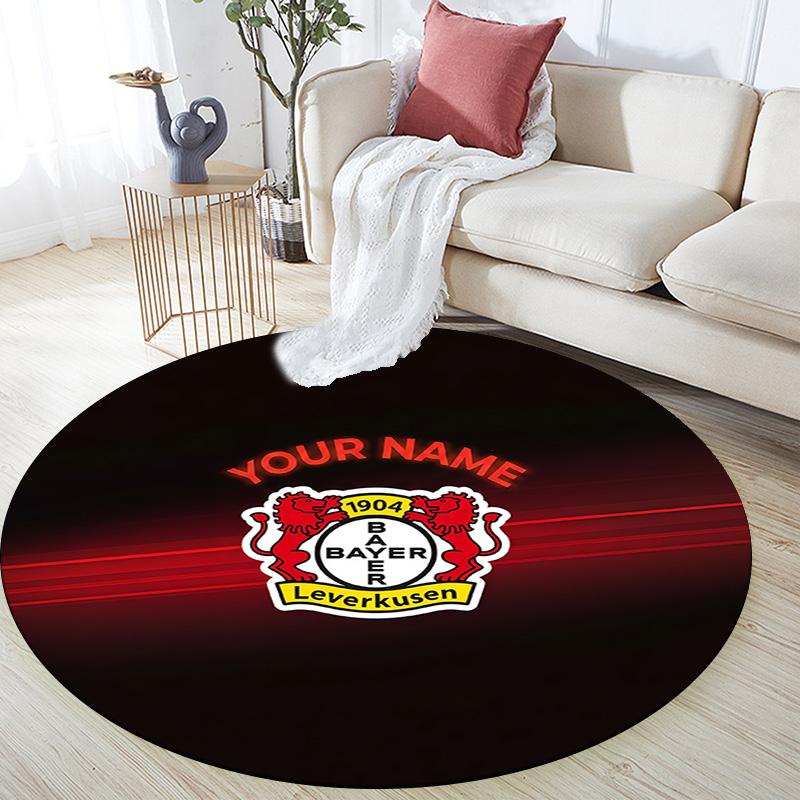 Custom Name Bayer Leverkusen Round Area Rug,Carpet Rug for Living Room Bedroom Sofa Playroom Decor,Non-slip Floor Mat