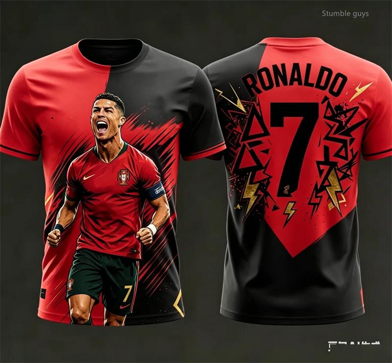Ronaldo 7 Football Jersey Casual Short Sleeve Summer Tshirt Kids Boys Clothes Kids Leisure and Outdoor Sports Wear