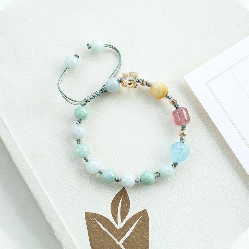 Натуральный Хрустальный Браслет Женский Клубничный Хрусталь Аксессуары Браслет из Яшмы Аквамарина