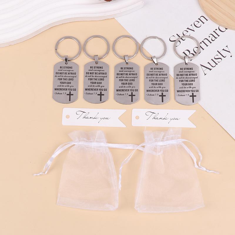 12Set Cross Christian Gifts Inspirational Bible Verse Keychain, Be Strong And Courageous Pendant, Religious Jewelry For Birthday