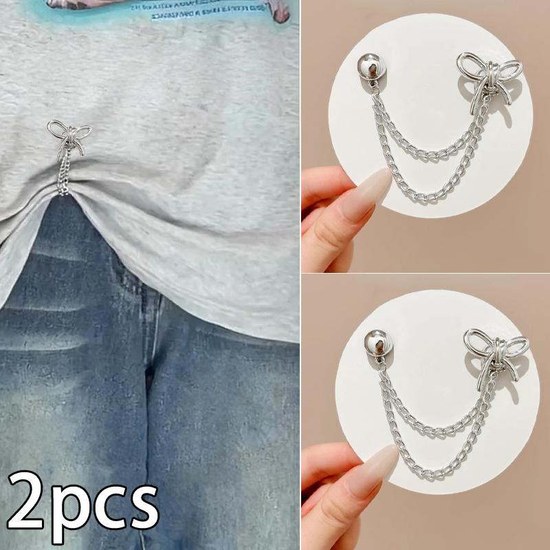 

2 шт. Многофункциональный магнитный зажим для одежды с цепочкой, металлические пуговицы-зажимы для джинсов, фиксатор для одежды, шарфа, манжет брюк, магнитные булавки B