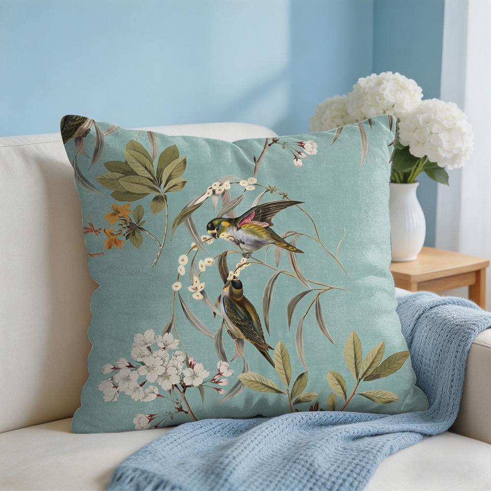Lovely Bird Retro Cushion Cover Square Pillow Bedroom Sofa Leisure Comfort Living Room Home Decoration X