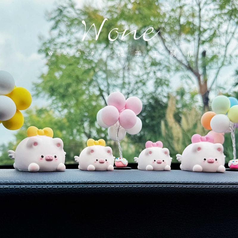 Car Perfume Aromatherapy Cute Bowknot Flying Piggy Dashboard Ornament Decoration Diffuser Stone Gift for Girls Single Bow Piggy