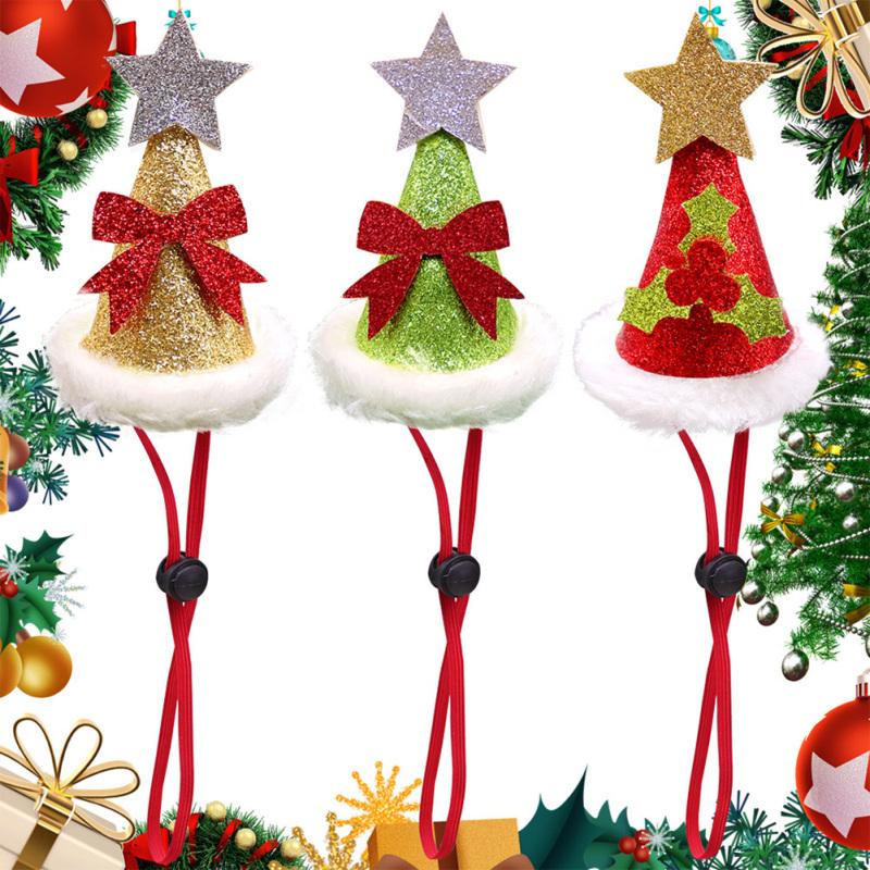 Pet Lace Christmas Hat Headdress Adjustable Drawstring Design Pet Supplies For Christmas Parties