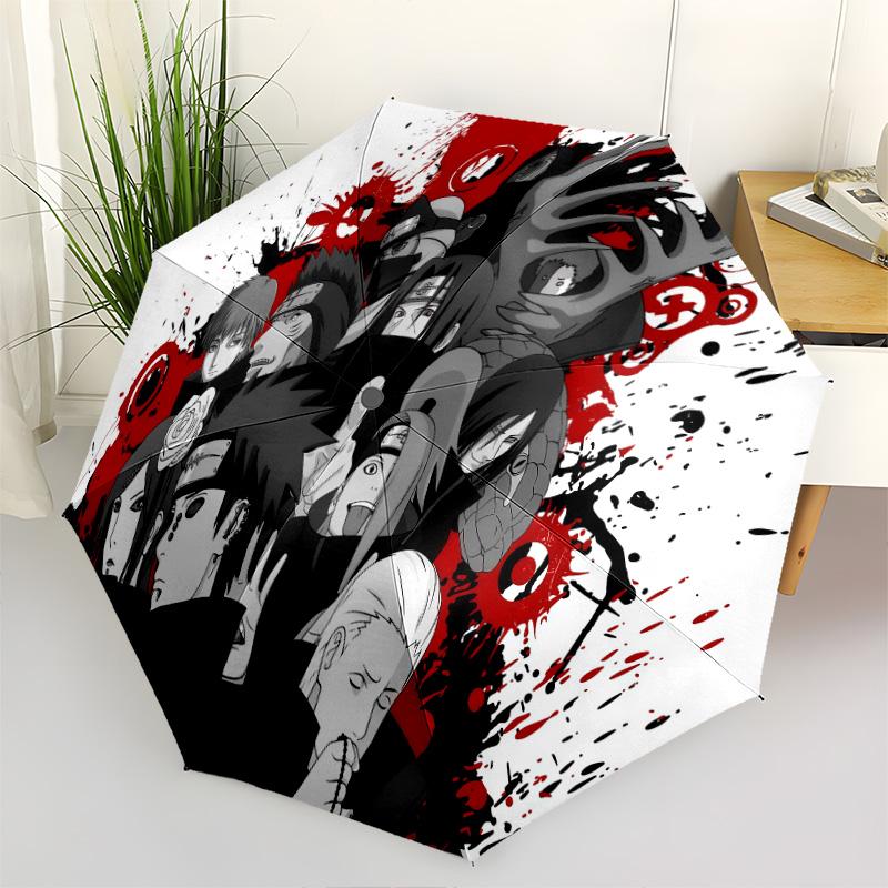 1 Stück Automatischer Faltregenschirm - Naruto Feuerbestimmungsmuster Tragbares faltbares Design Mit 8 Speichen Weihnachts-Geburtstagsgeschenke