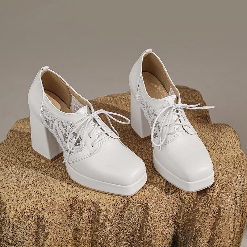 Fashion Slip On Square Toe Shoes Casual Heels Lace-Up Chunky Sandals Clogs for Women Branded Pumps 2025 Slip-On Comfortable Gold Block B