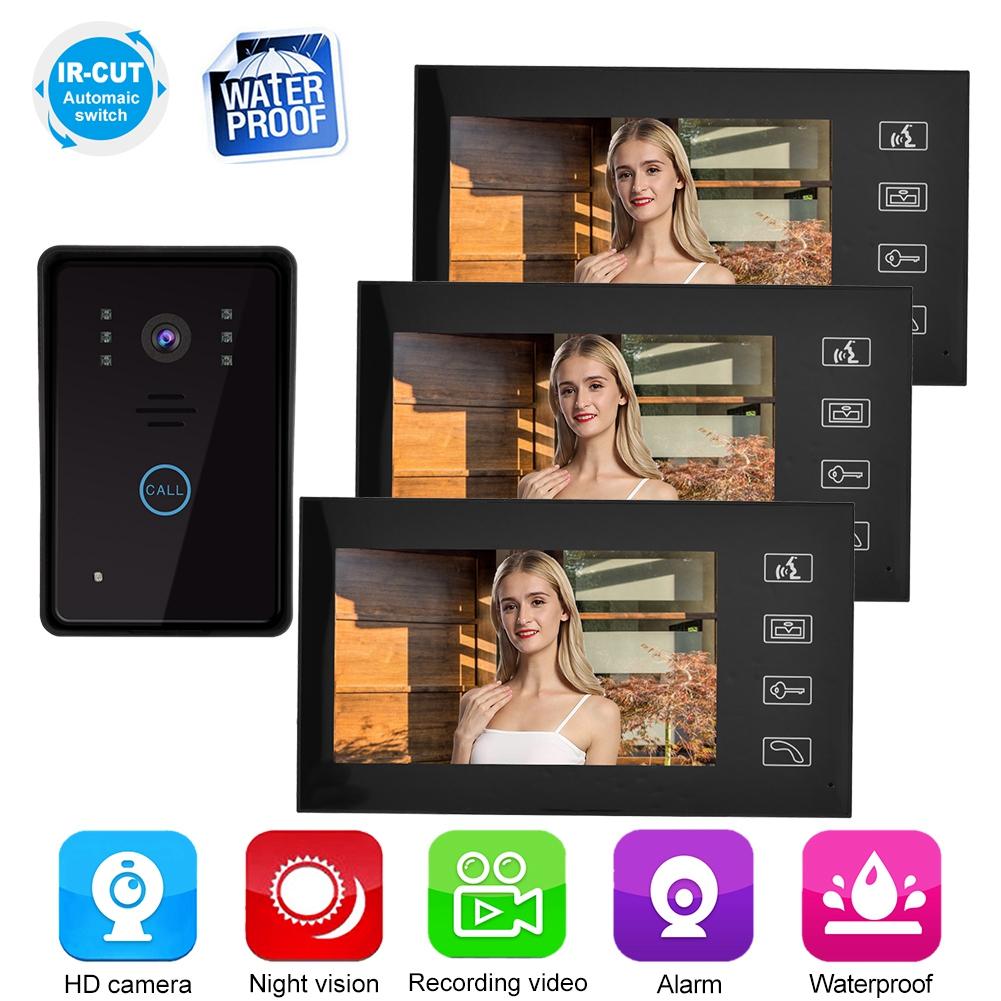 7in TFT Video Intercom Access System Home Security Doorphone with 3 Monitors