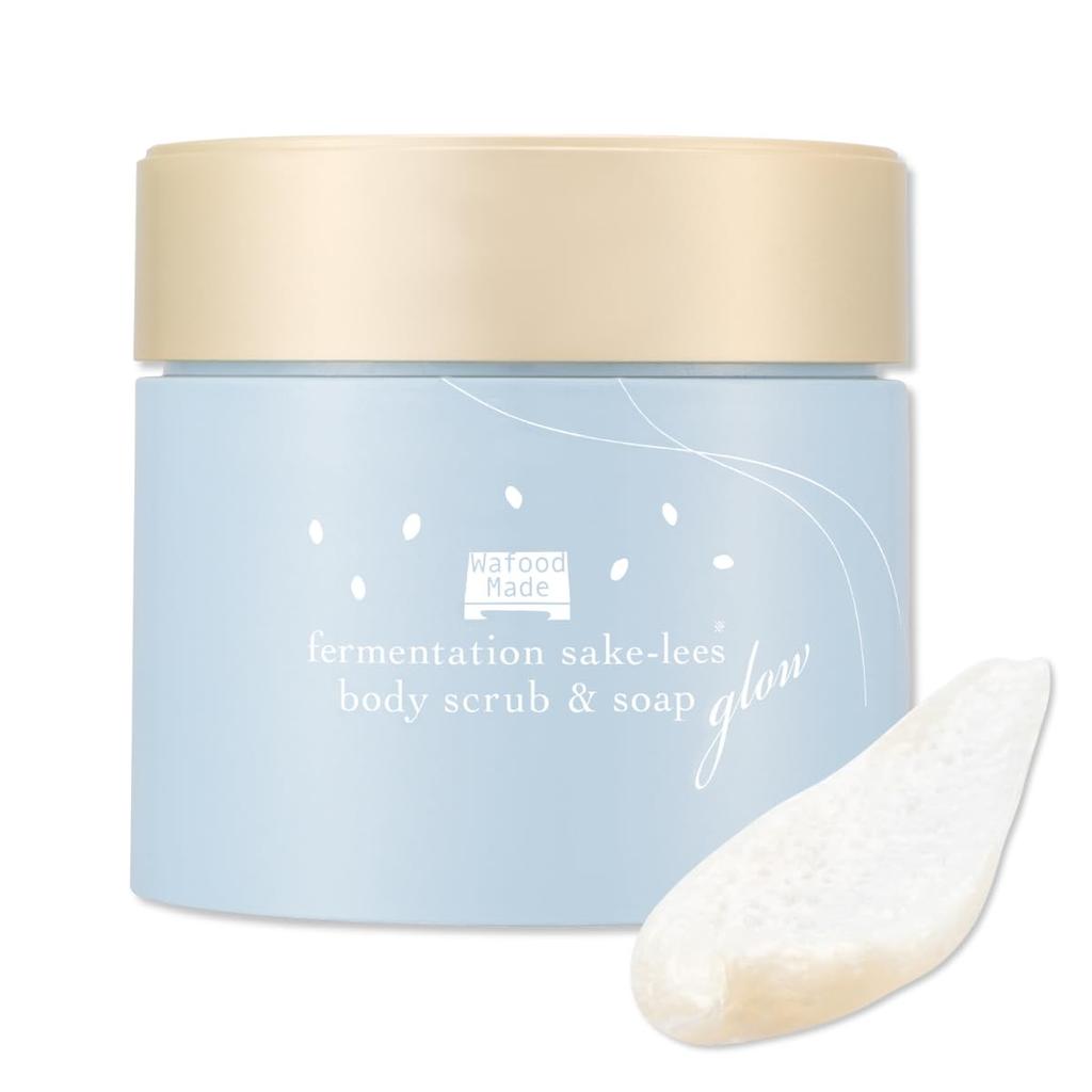 Wafood Made Fermented Sake Lees Body Scrub Soap Scrub Cleanser for Dull Brightening Galactomyces Fermented Sake Lees Amino Vitamin Skin Care & Glow,