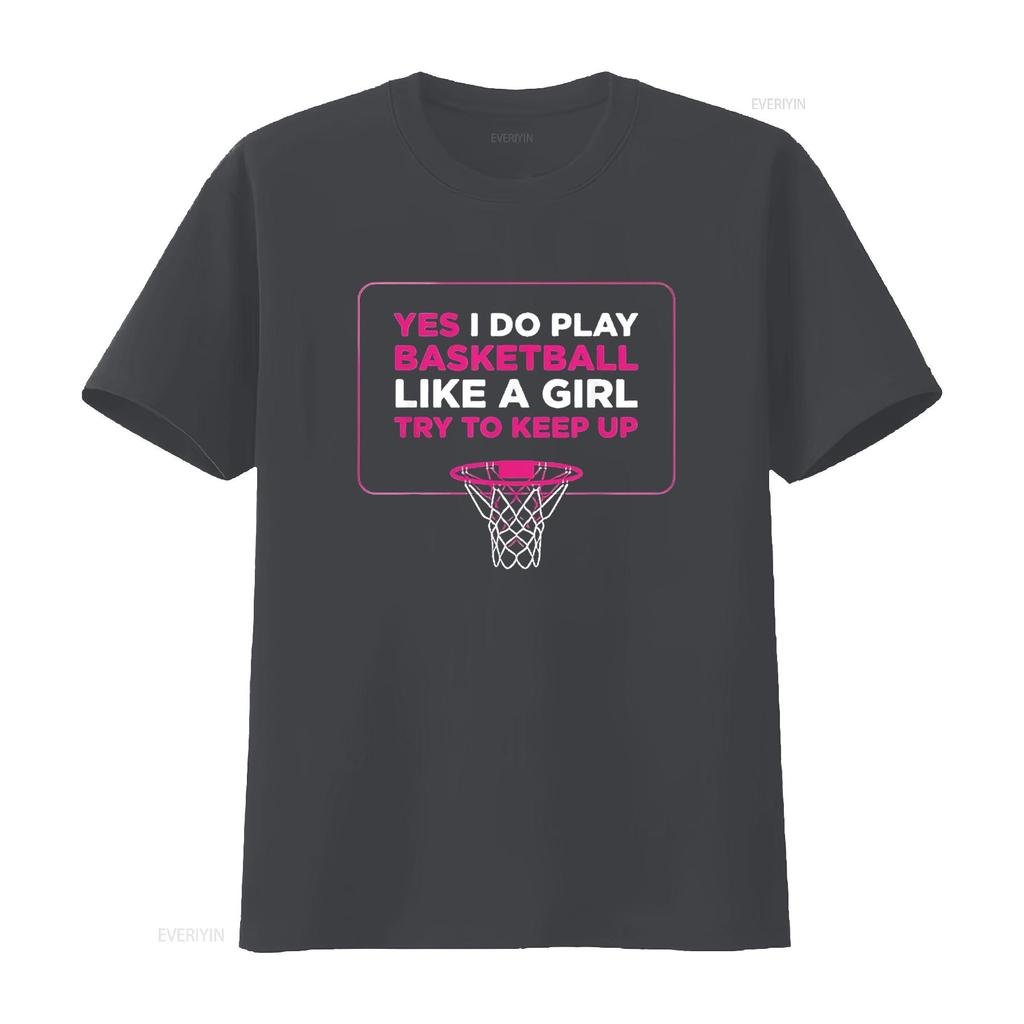 Play Like A Girl T Shirt Women Hoops Basketball Black Medium vintage Washed Top For Everyday Wear streetwear graphic Unisex