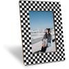 Black and White Checkered Picture Frame, Modern Geometric Pattern Frame for 4x6 Inches Photo, Display On Table Top Desk, Black and White Racing Flag