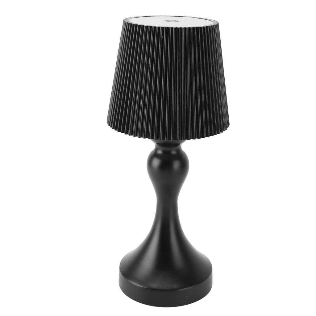 LED Cordless Table Lamp Iron Plastic Pleated Touch Control Stepless Dimmable USB Rechargeable Nightstand Lamp for Bedroom Bar