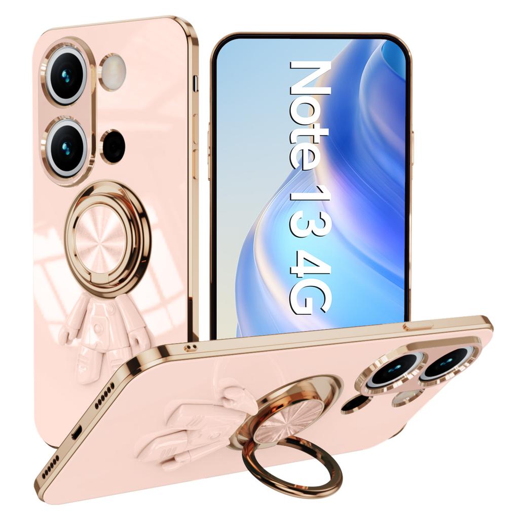 For Xiaomi Redmi Note 13 4G Case with Astronaut Ring Kickstand 6D Electroplating TPU Phone Cover