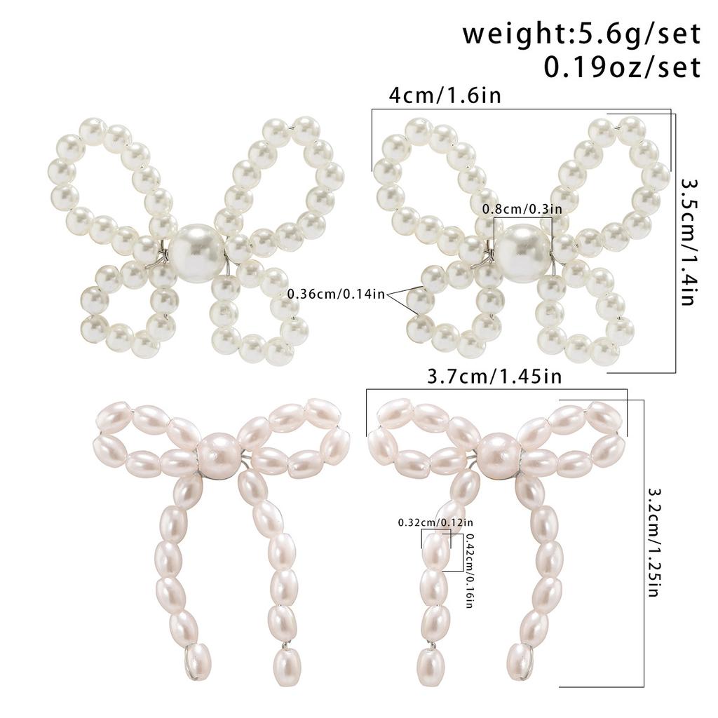 BowEarring Bow Stud Earrings, Butterfly Temperament Imitation Pearl Knotted Earrings Women