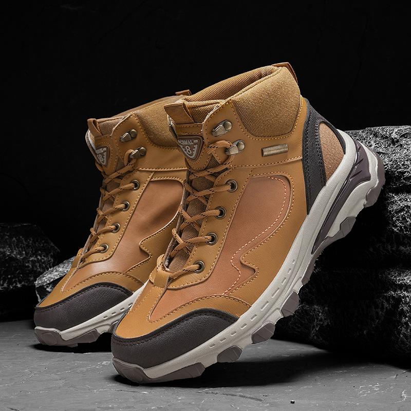 Men's shoes spring and summer high-top hiking shoes men's waterproof and non-slip off-road men's hiking shoes outdoor large-size shoes