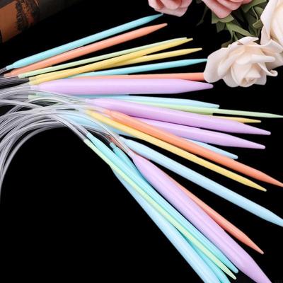 12x Plastic Circular Knitting Needle Crochet Set Craft Multicolor Tube 40cm 80cm X3UC