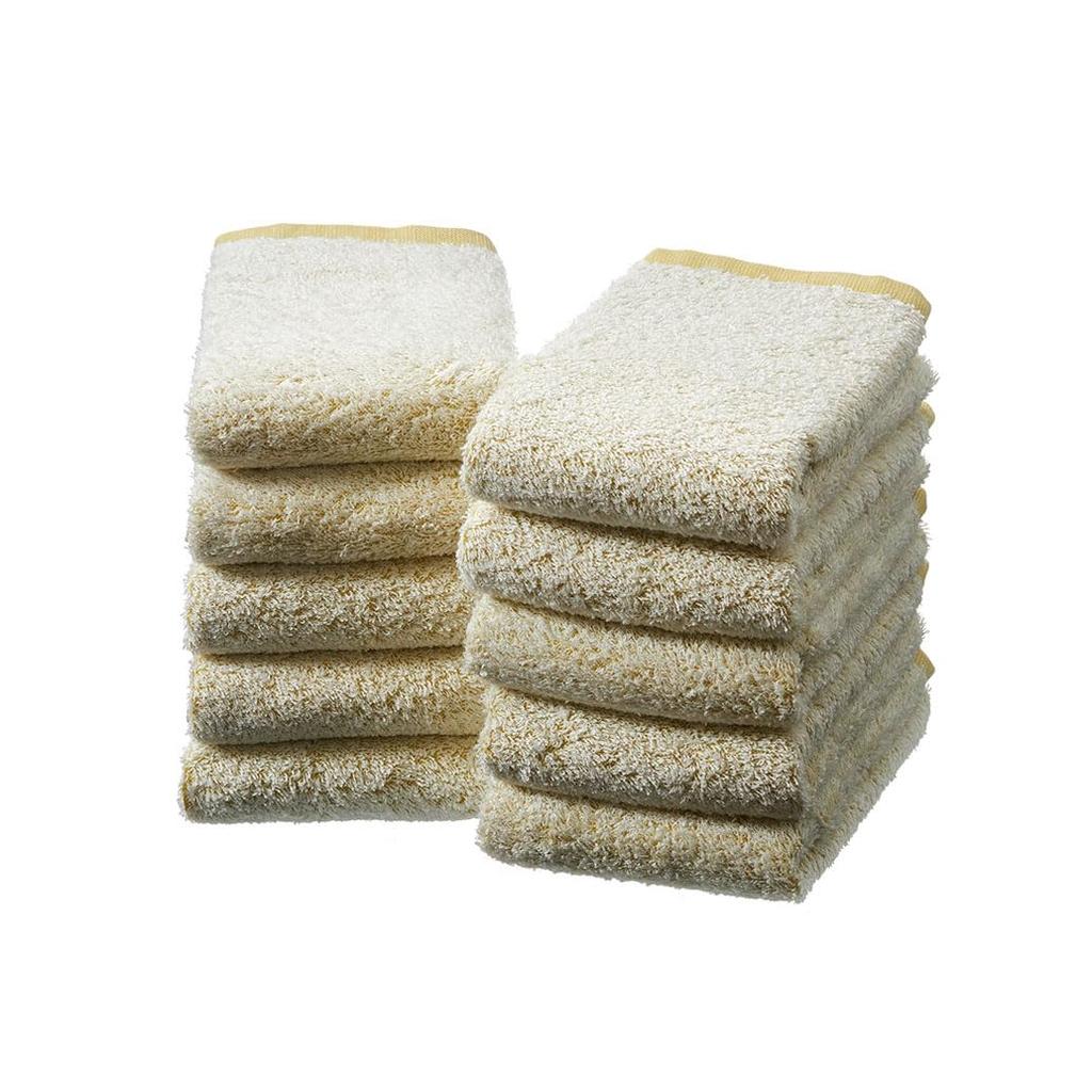 White Coat Face Towel 10-Piece Set, Made in Japan, Senshu Towel (approx. 33 x 85 cm), Yellow