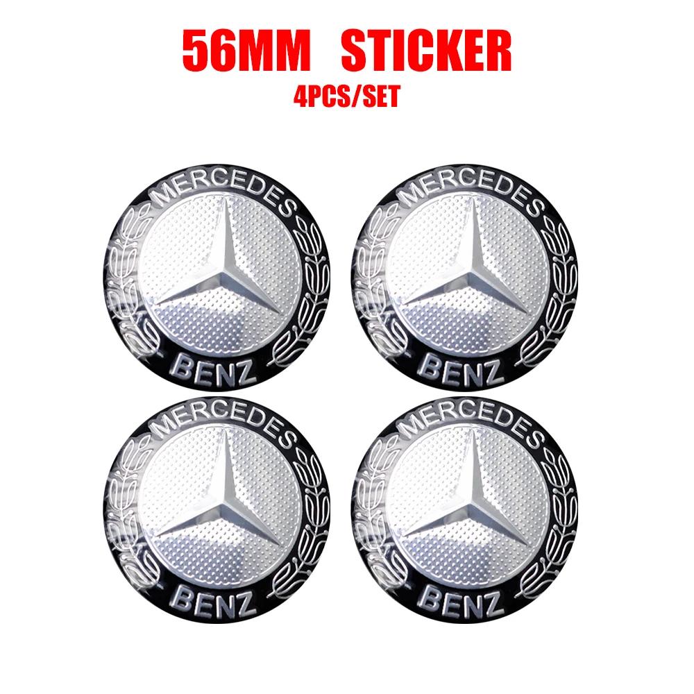 56/60/65mm Aluminum Auto Wheel Center Cap Stickers Benz Badge Tire Accessories For Mercedes Benz G S R C E B A Class E300 S200