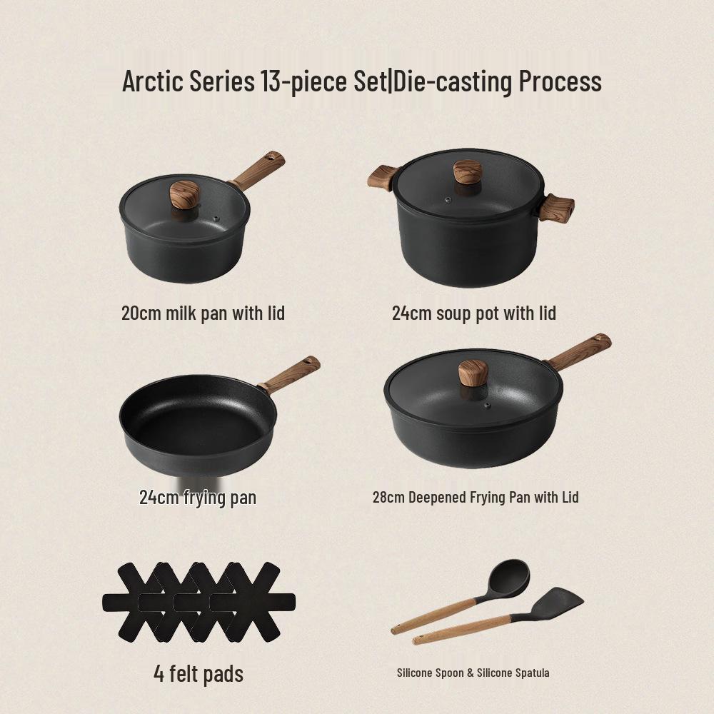 Titanium Flat-Bottom Cookware Set: Non-Stick Frying, Stewing, and Stir-Frying Pot Set for Steak and Eggs