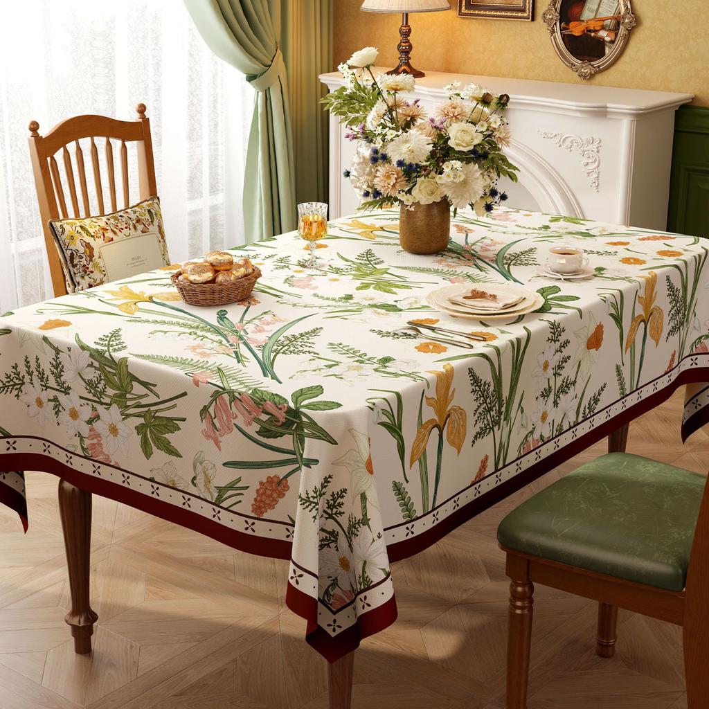 Dining Table Tablecloth Leave-In Oil-Proof, Waterproof And Anti-Scalding Rectangular Dining Table Cloth High-End Coffee Table Tablecloth Protective