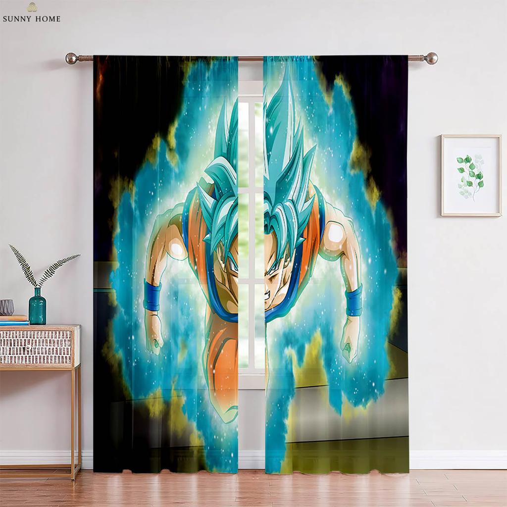 2 Pcs Of Hot-Blooded Anime Japanese-Style Printed Curtains For Children's Rooms, Dormitories, Living Rooms, Decorative Curtains