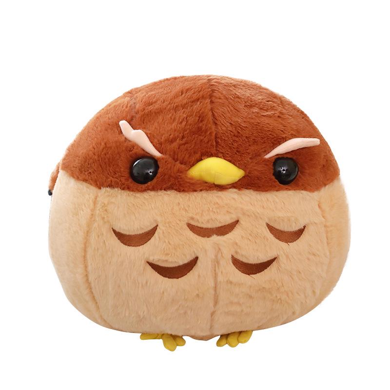 Cartoon Red-Crowned Crane Plush Toy - Spherical Bird Cloth Doll