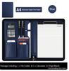 PU Leather Business with Zipper All-in-One Presentation Slot of Portfolio Solar Calculator and Card Storage Writing Pad