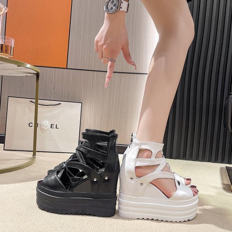 Super High Heel Women Sandals 13cm Inner Height Increase Wedge Sandals for Women Peep-toe Platform High Heeled Sandals Sandalias