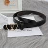 Versatile PU Leather Belt Simple Waist Belt Heart Buckle Thin Belt  Dresses Decoration