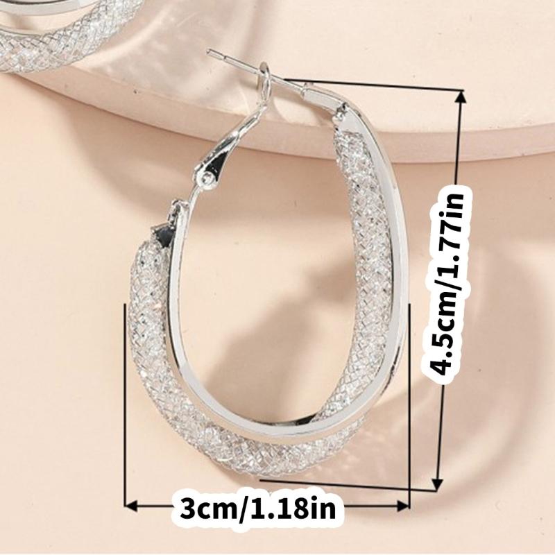 Exquisite Netted Designs Earrings Contemporary Large Hoop Earrings Mesh Detailing Ear Accessory for Trendsetters
