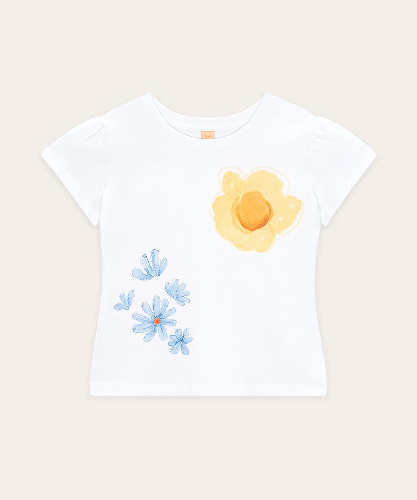 SINOON Floral Leaf Puff T-Shirt (White)