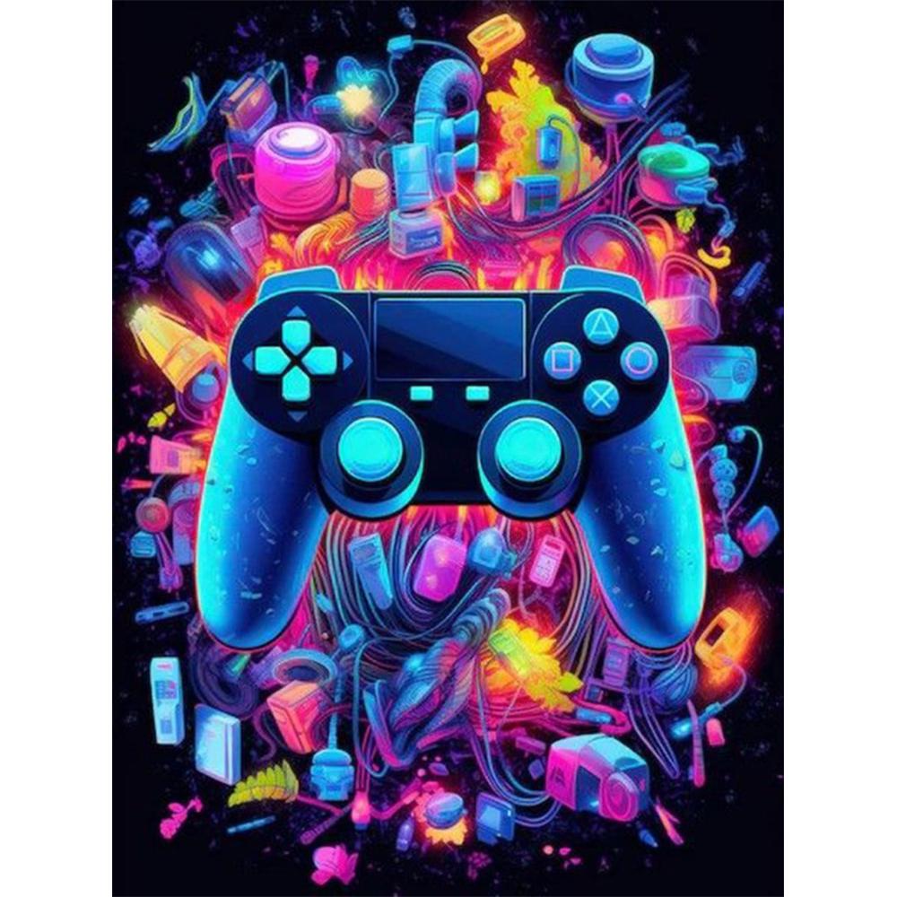 Colorful Neon Light 5D DIY Diamond Painting Kit Game Machine Sticking Diamond Embroidery Handmade Mosaic Home Decoration