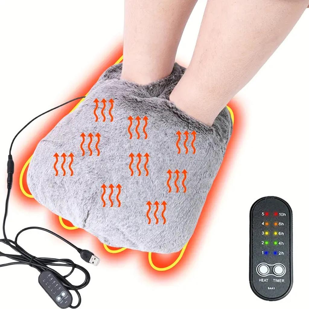 Comfortable Heated Fleece Lining 5 Temperature Seting Compact Electric Foot Warmers Plush Thermal Socks USB Operated